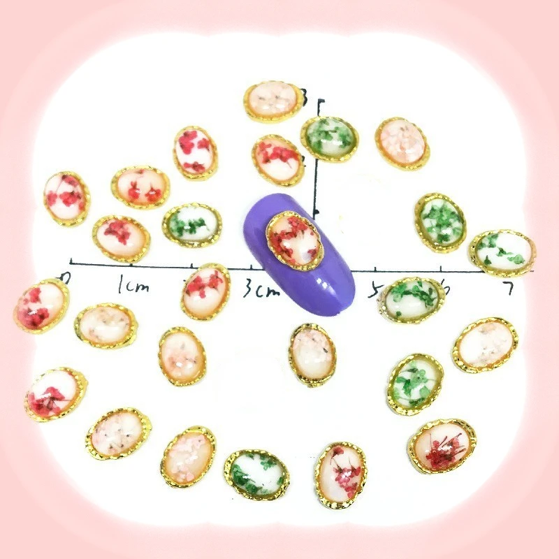 

Dry Flowers Charms Nail Rhinestones Mixed Nails Decors Spring Nail Jewelry Mirror Metal Manicure Supplies