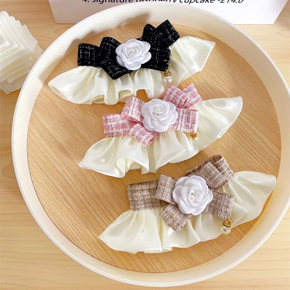 

Fashion Neck Strap Dog saliva towel Pet Scarf Accessories Dog Neckerchief Lace Bowknot Pearl Collar Puppy String Bib