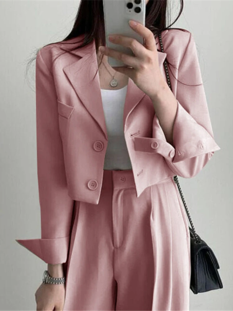 

RDMQ 2023 2 Piece Sets Womens Outifits New Blazer Suits Casual Women's Clothing Chic Elegant Pant Suit Trousers Short Coats