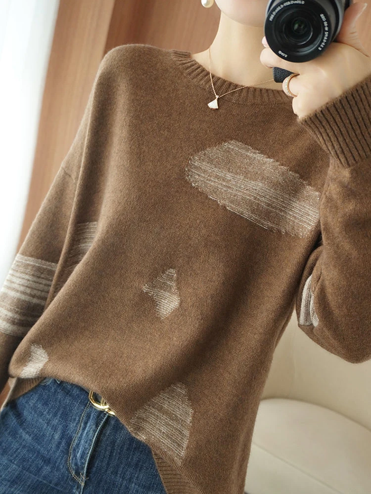 

Autumn Winter New Patchwork Y2K Korean Casual Sweaters Women Long Sleeve Chic Simple Pullover Female All Match Oversized Clothes