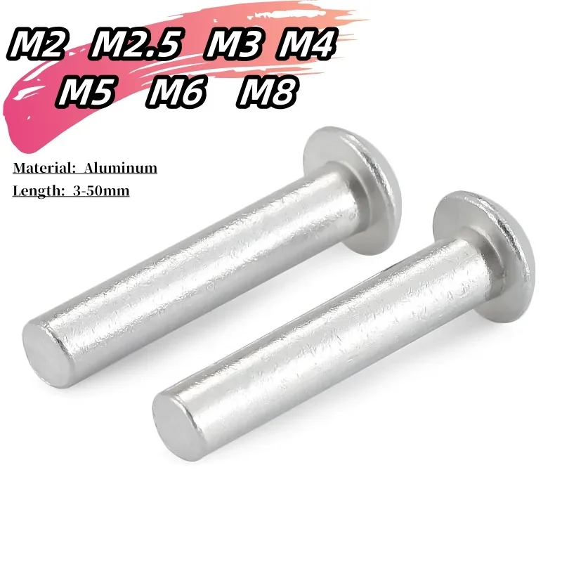 

Твердая заклепка GB867 M2 M2.5 M3 M4 M5 M6 M8, алюминиевая полукруглая головка молоткового типа, твердая заклепка, ручная резьба, длина L = 3-50 мм