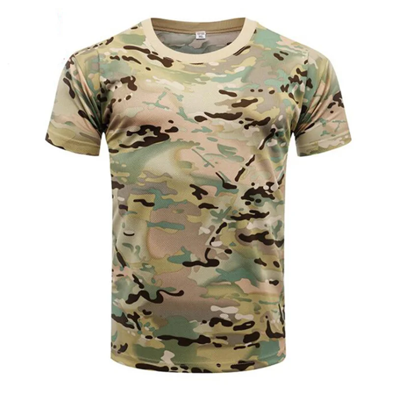 

Men's Outdoor Sports T-Shirt Quick Dry Camouflage Crew Neck Short Sleeve New
