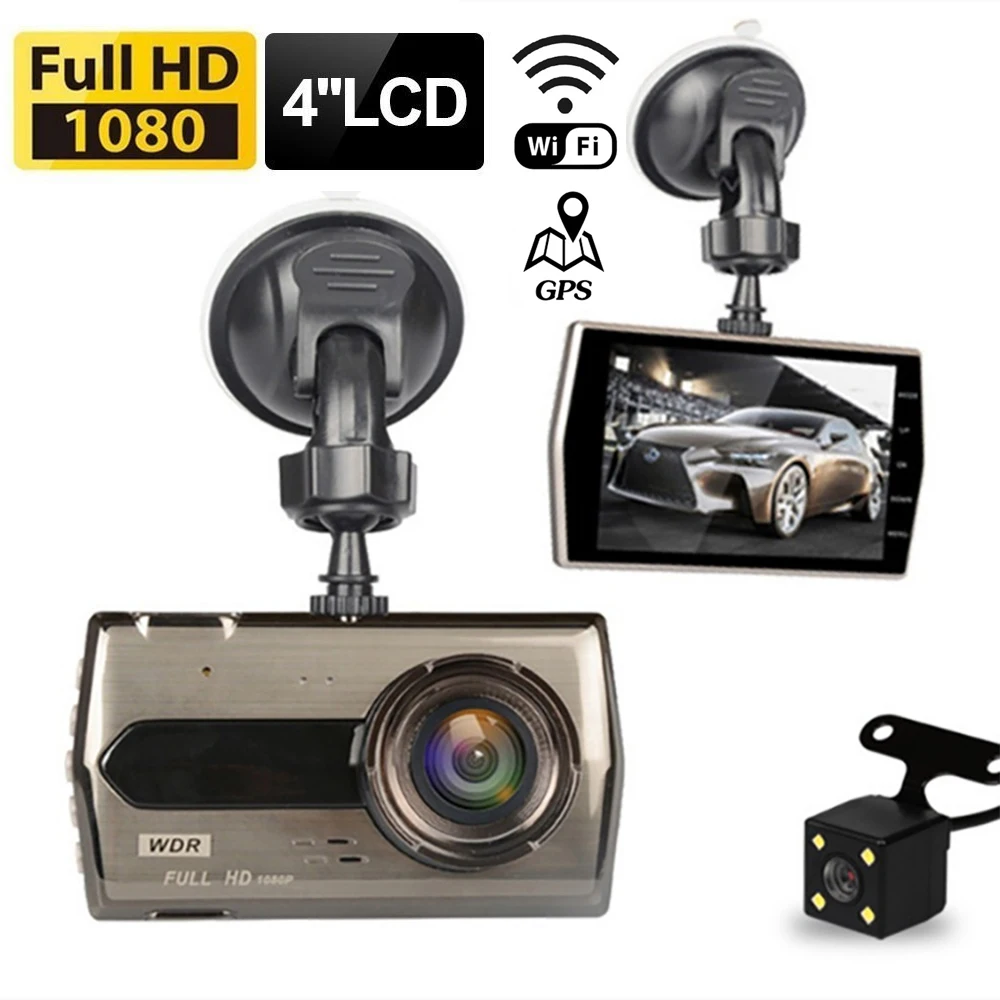 

Car DVR WiFi Dash Cam 4.0" Full HD 1080P Rear View Camera Video Recorder Auto DVRs Dashcam Black Box GPS Logger Car Accessories