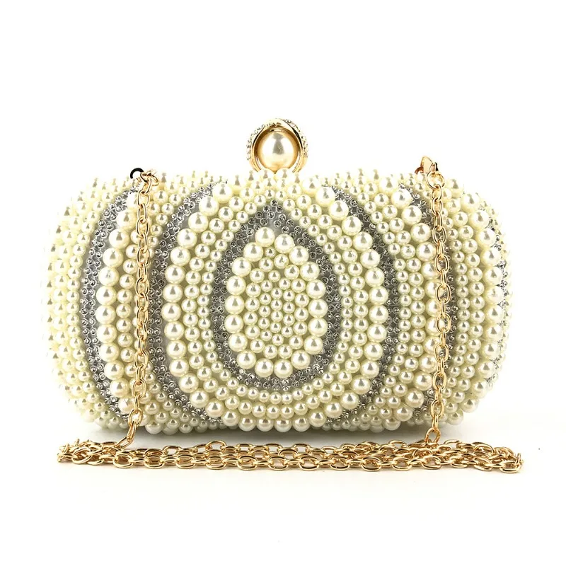 

Beaded Pearl Clutch Bags Women Purse Ladies White Hand Bags Evening Bags for Party Wedding Black Shoulder Bag Bolsa Feminina