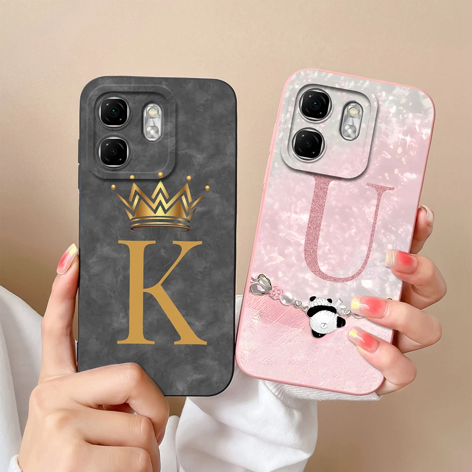 Чехол для Infinix Hot 50i Cute Panda 26 Letter силиконовая мягкая противоударная задняя крышка