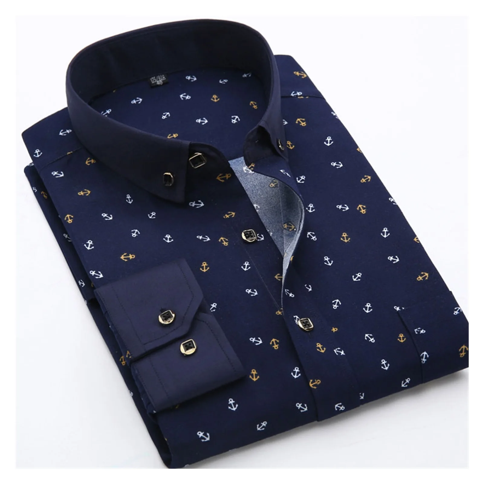New Fashion Men's Printed Floral Long Sleeve Casual Shirt Soft Thin Spring Summer Standard Fit Social Business Dress Shirt