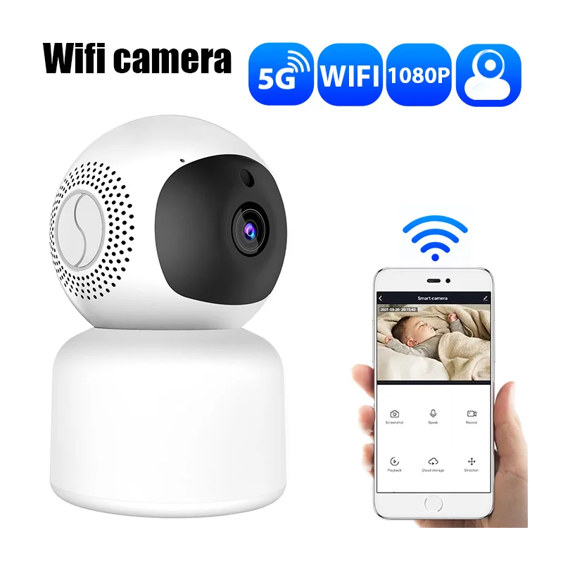 

Wireless Surveillance Camera 5G Wifi 1080P Tracking Audio Video Night Vision IP Camera Indoor Security Protection Monitor
