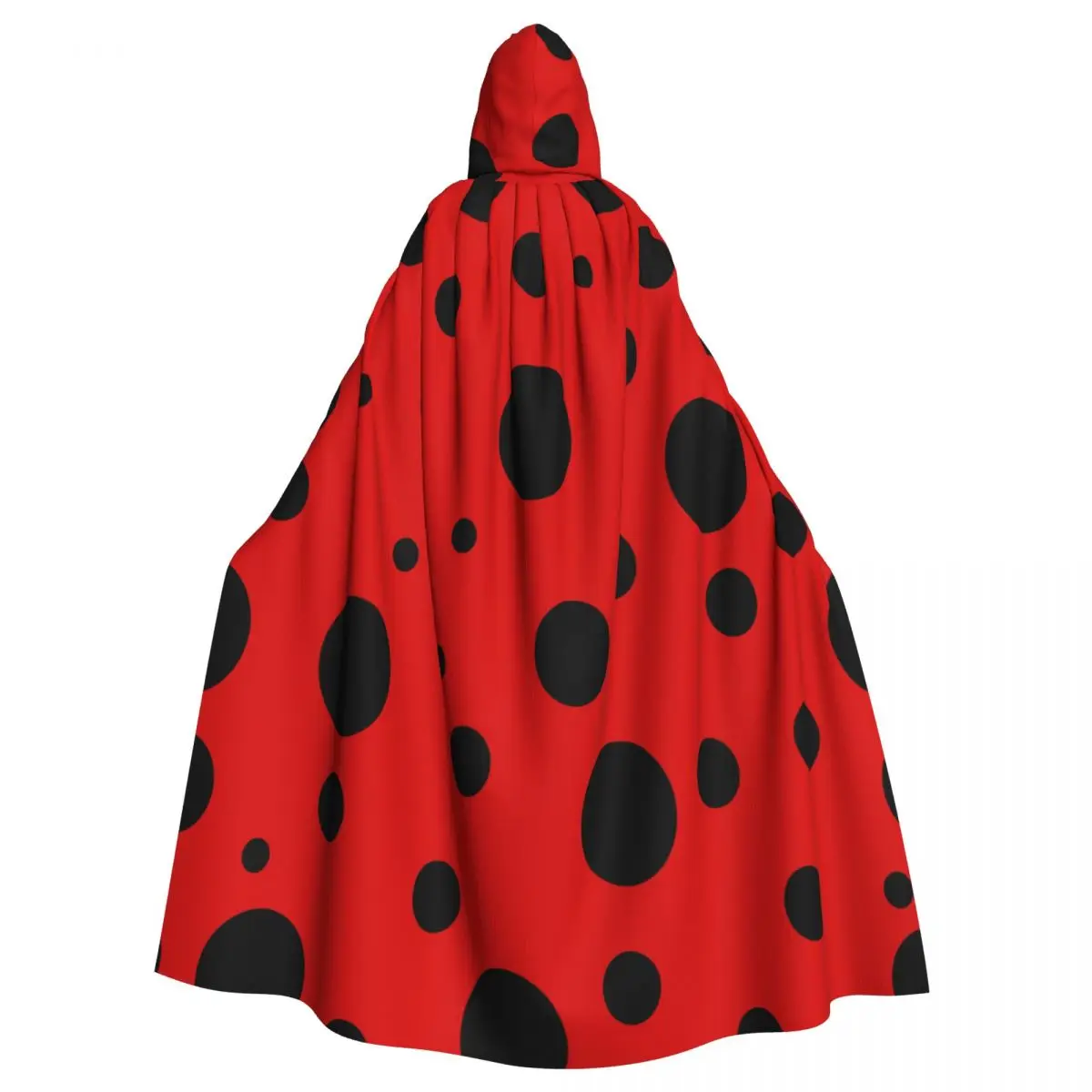 

Adult Cloak Cape Hooded Red Ladybug Black Spots Medieval Costume Witch Wicca Vampire Elf Purim Carnival Party