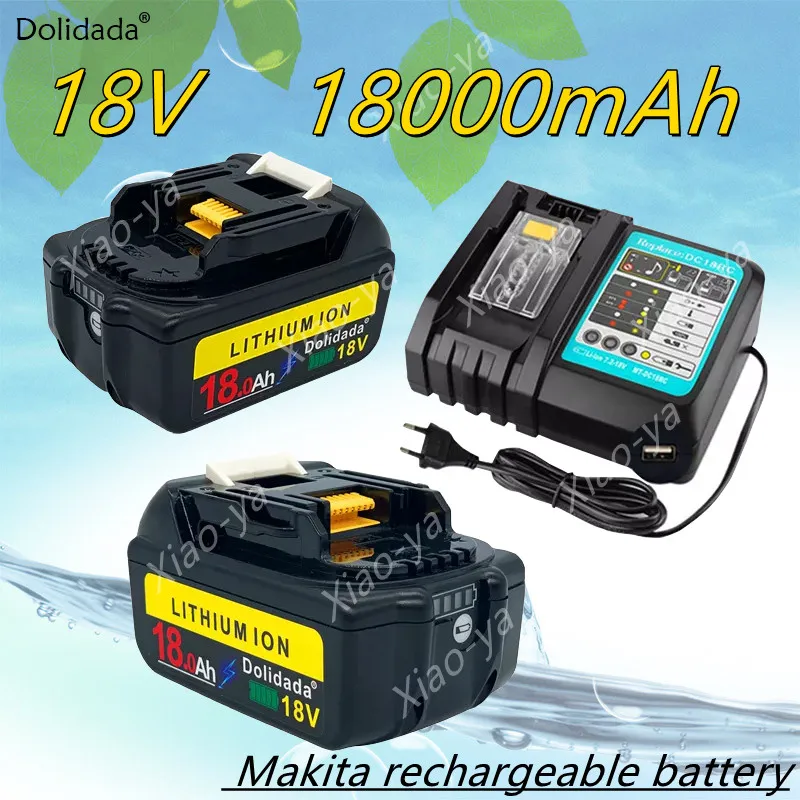 

new 18 Volt rechargeable battery 18000mah lithium ion battery Makita bl1880 bl1860 bl1830 + 3A charger power tool battery