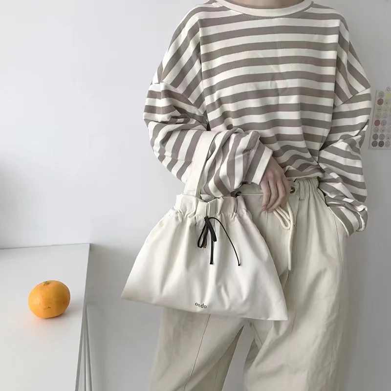 

Canvas Bag Lovely Versatile High-capacity Fashion Handbag Niche Ins Simplicity Literature Original Drawstring Autumn Winter