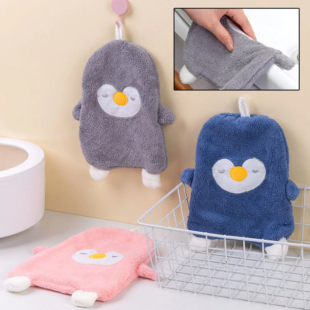 

Cartoon Penguin Hand Towel Children's Hand Wipes Super Absorbent Towels Household Items Soft Coral Towel Soft Skin Friendly Cute