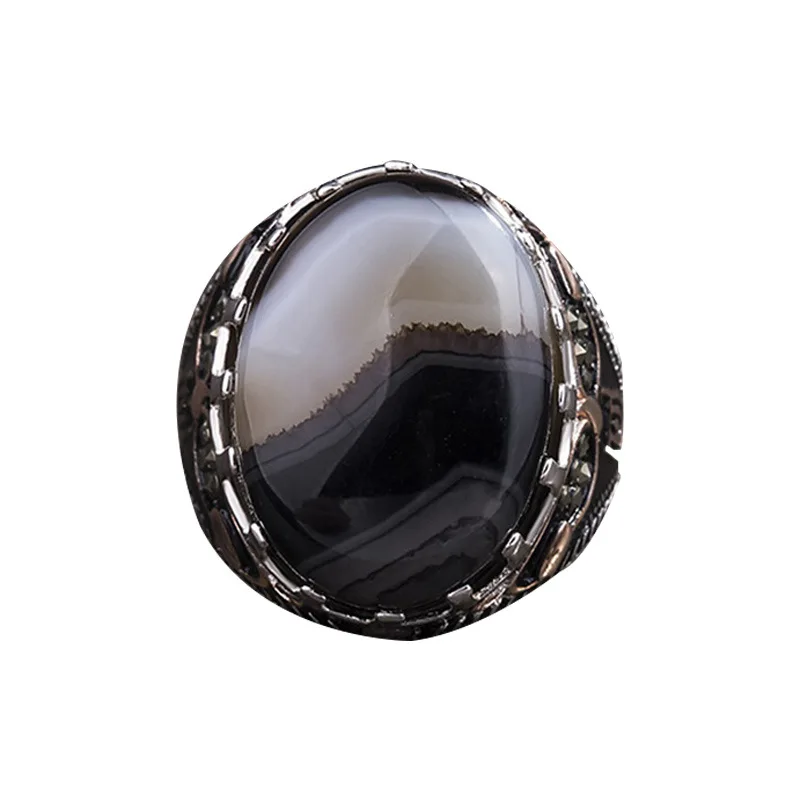 BOCAI 100% стерлинговое серебро S925 мужское кольцо из натурального агата Ближний