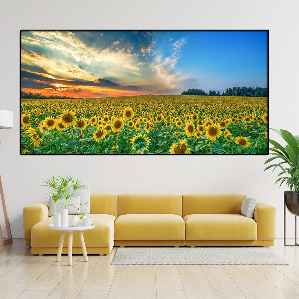 

Modern Sunflower Canvas Painting Nature Landscape Posters And Prints Wall Art Pictures For Home Room Decoration Frameless