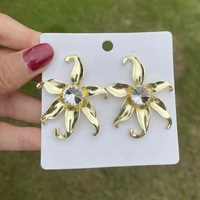 girlgo petal earrings elegant flower stud earrings for women trendy party jewelry statement metal earrings female