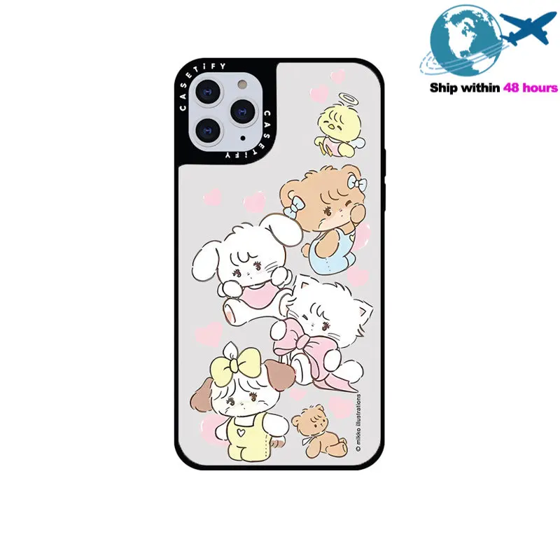 

CASETIFY Cat Mikko Mirror Case For IPhone 11 12 13 14ProMax 11 12 13 14Pro XsMax XR X XS 6S 7 8 SE 7P 8P 14Plus Back Cover E0531