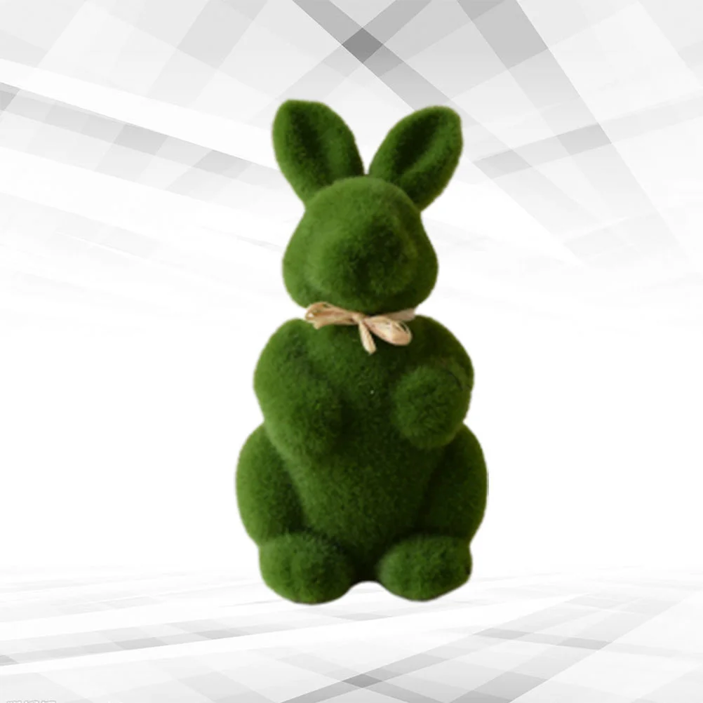 

Bunny Rabbiteaster Flocked Statue Ornament Garden Ornaments Decoration Green Figure Faux Fake Flocking Figurine Furry