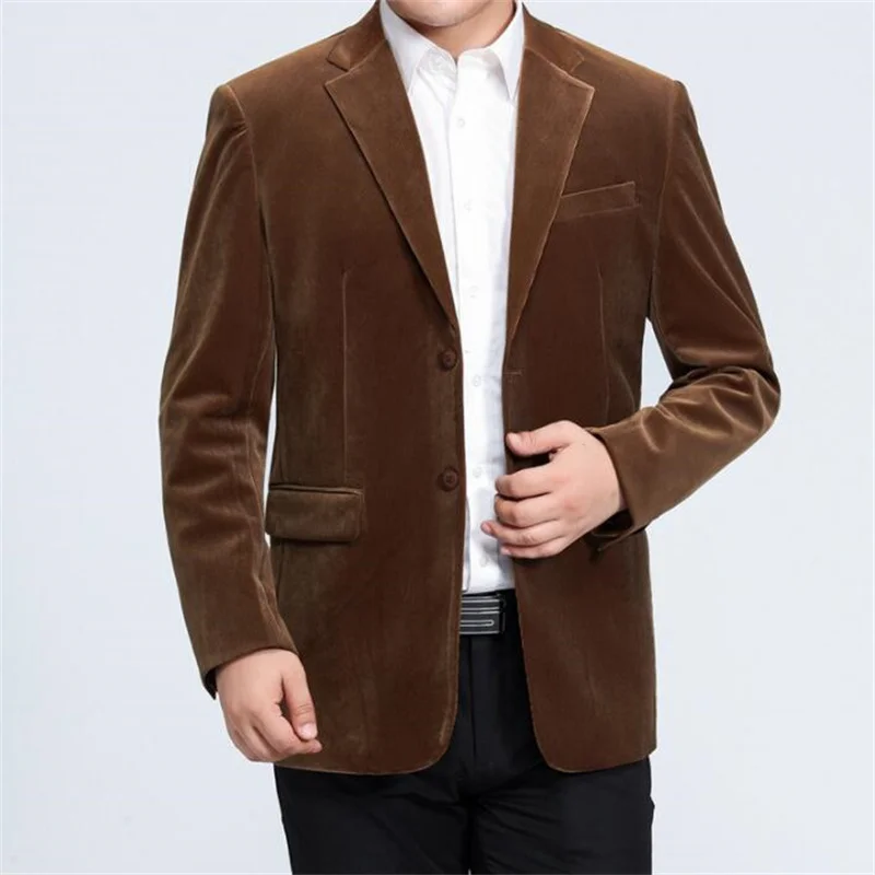 

Middle-aged Corduroy jacket men blazer masculino slim fit spring autumn casaco jaqueta masculina coats mens suit B257