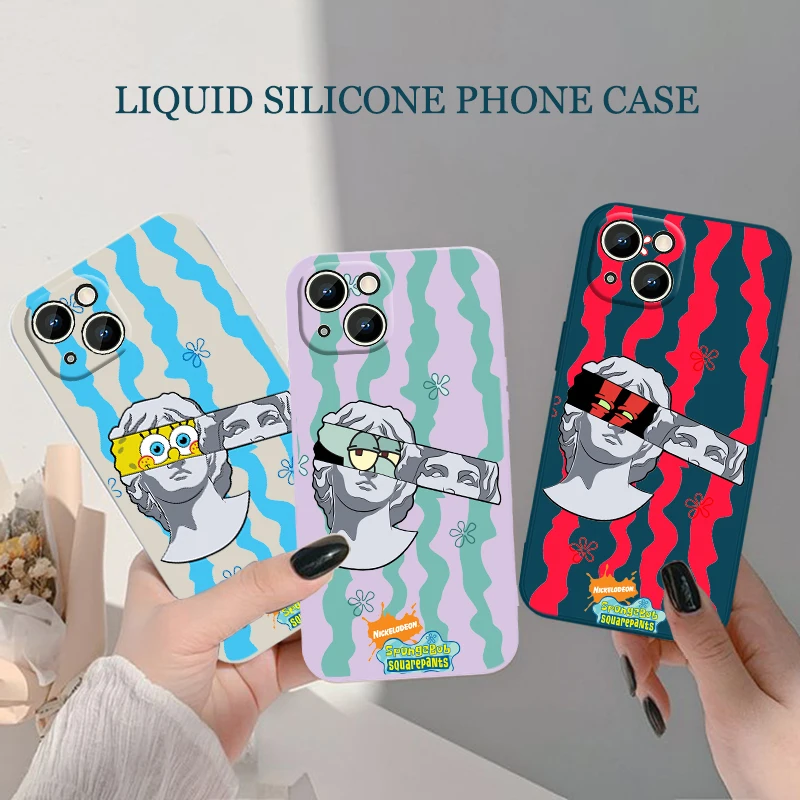 

Sponge Anime Phone Case For iPhone 6 6S 7 8 plus X XR XS 11 12 13 14 pro MAX 12 13 mini Liquid Rope Funda Cover Soft Back Capa