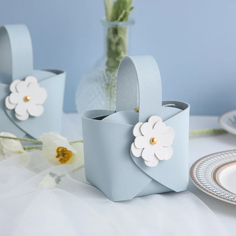 

5Pcs Easter Candy Box With Flower Ramadan Decoration 2023 Wedding Birthday Party Leather Supplies Candy Bag Gift Bag Packaging