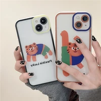 2 types cartoon tiger phone case for iphone tansparent telephone wire phone case for iphone 13 12 11 x camera shadow phone case