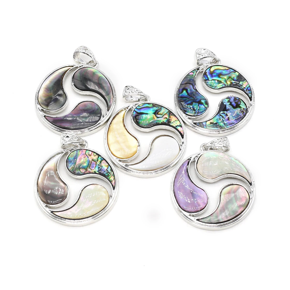 

Natural Shell Round Colorful Pendant Jewelry Making DIY Necklace Earring Accessories Gift Party 42*42mm