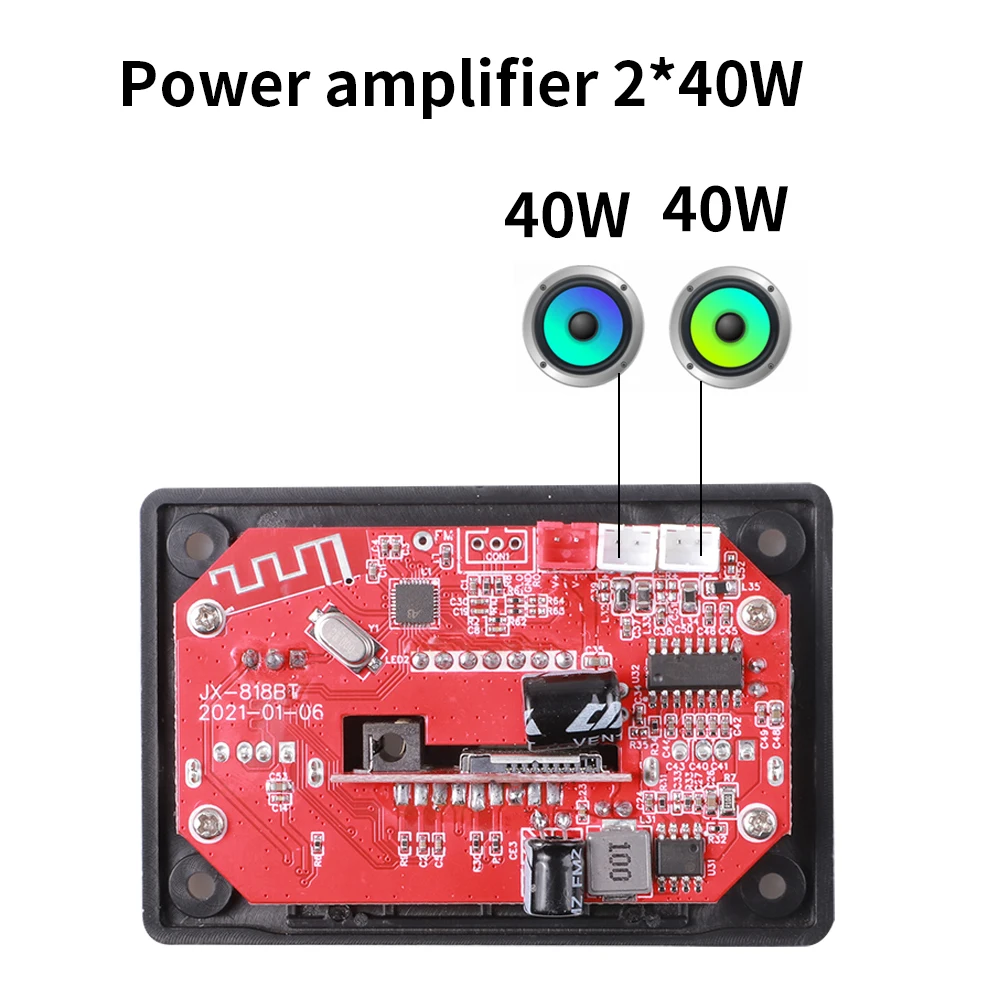 Цветной экран DC7V-24V MP3 декодер плата 80 Вт усилитель Bluetooth 5 0 с портом для зарядки