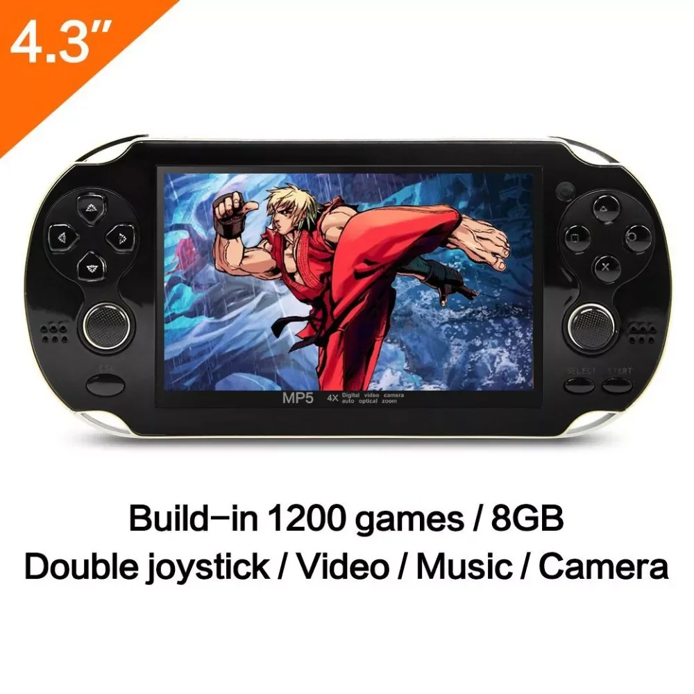 

2022 New 4.3 Inch Double Joystick Handheld Game Players 8GB Memory MP5 Portable Video Game Console Built-in 3000 Classic Games