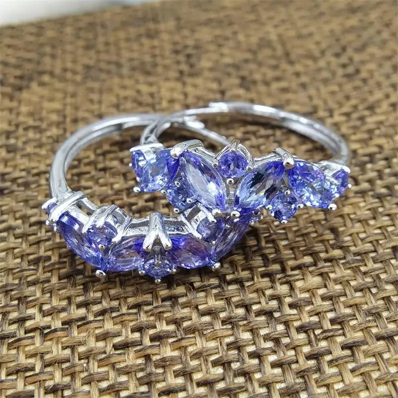 ZECAA ювелирные изделия женское кольцо с танзанитом для женщин натуральным камнем