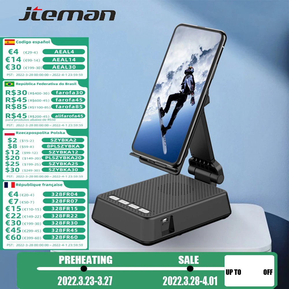 

Phone Speaker With Stand Wireless Bluetooth HD Mic Strong Sound Field Smart Broadcaster For iPhone Xiaomi Samsung Desktop Holder