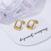 fashion geometric small stud earrings for women punk glossy metal stud earrings party jewelry gift