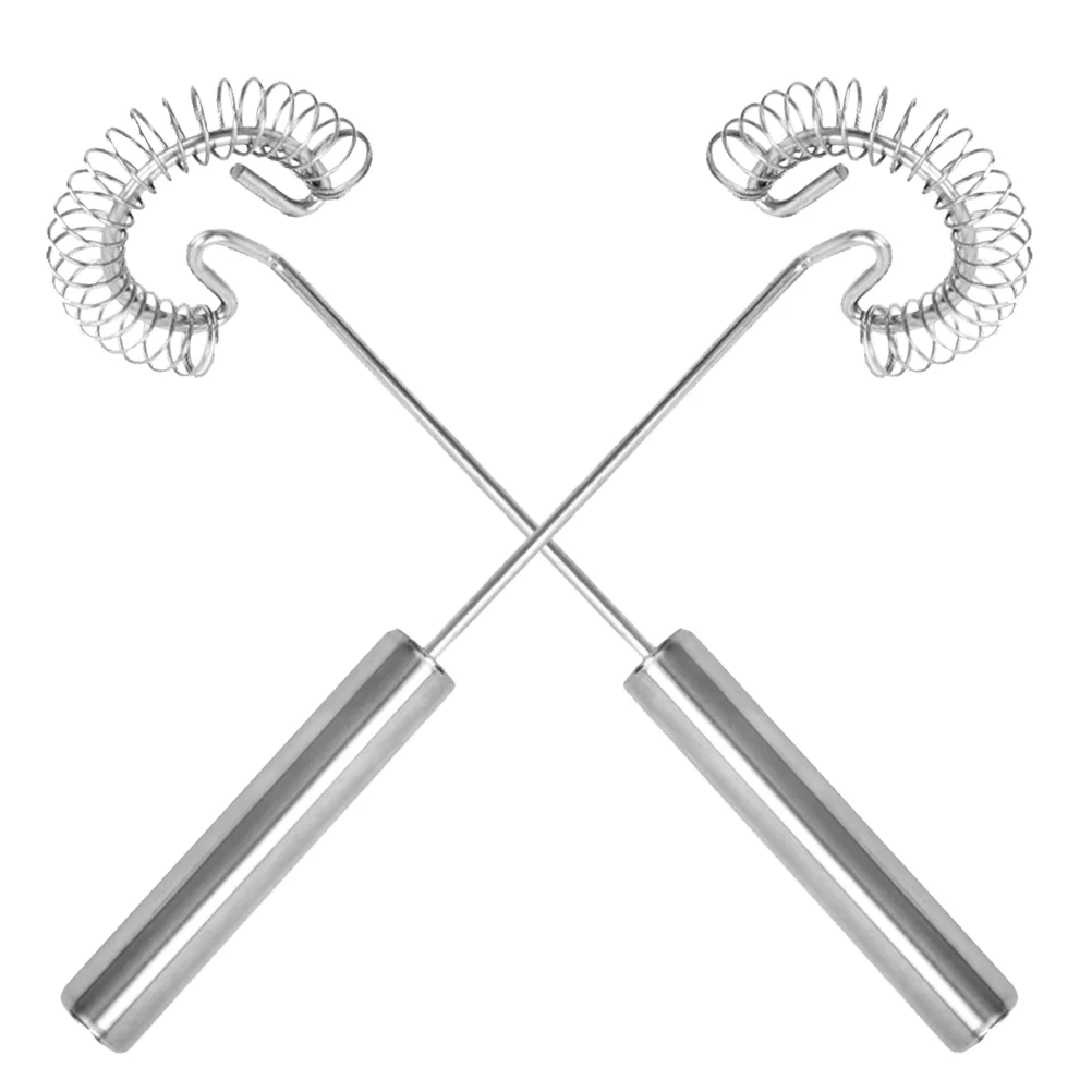 

2 Pcs Kitchen Whisk Egg Whipper Hand Tools Milk Mini Blenders Frother Handheld Rotating Push Small Hot Chocolate