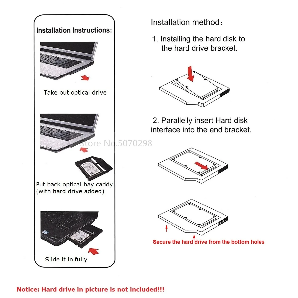 SATA 2nd HDD SSD жесткий диск Оптический корпус Корпуса для HP PAVILION 15-AB серии 15-ab030tx 15-G243NB