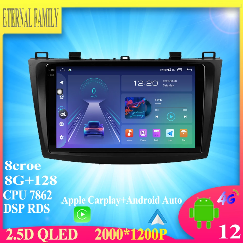 

QLED 9" Android 12 For Mazda 3 II For Mazda3 BL 2009 - 2013 Car Radio Stereo GPS Navigation Multimedia Player Autoradio DSP