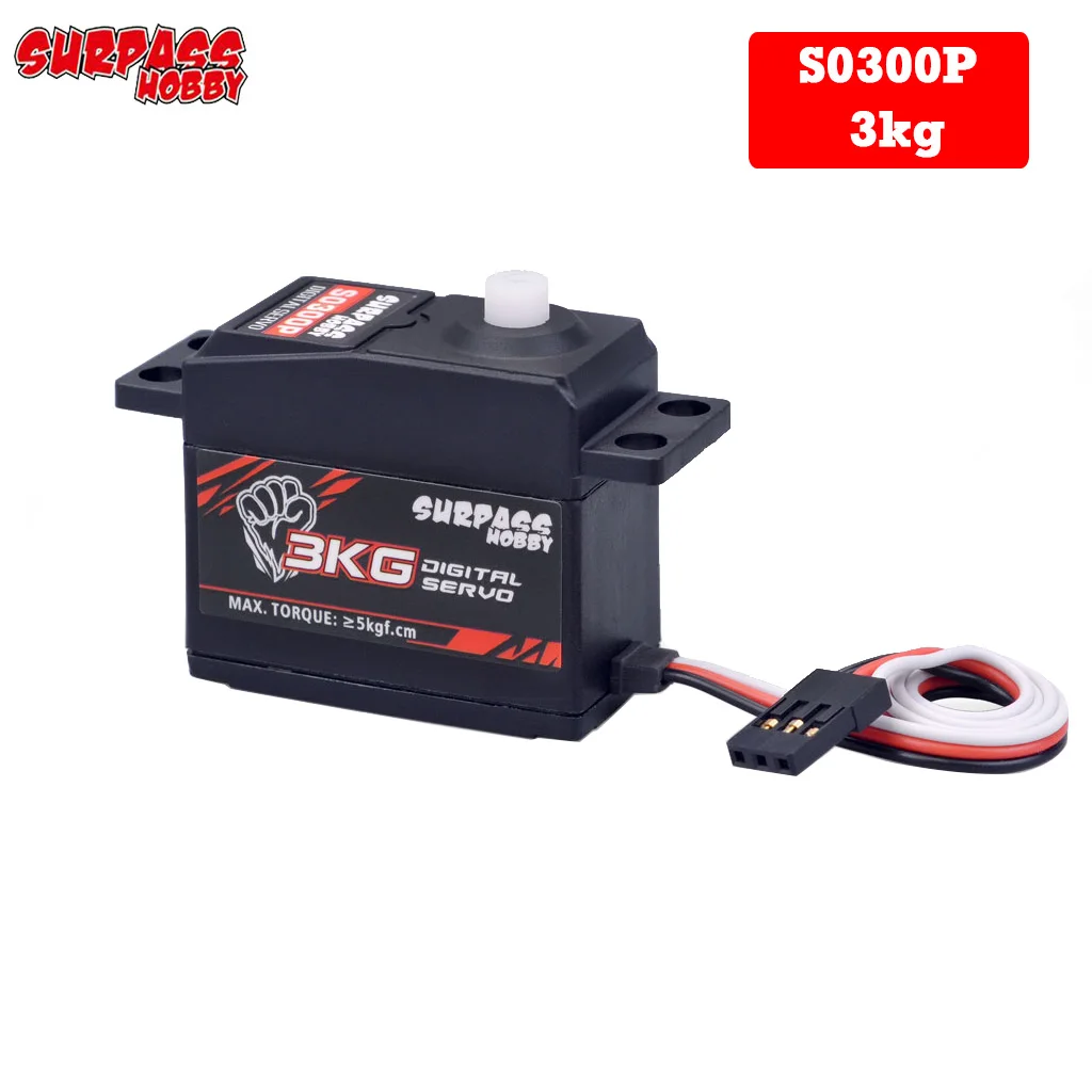 Сервопривод Surpass Hobby S0300P 3 кг, цифровой рулевой механизм с пластиковыми зубьями, сервопривод для радиоуправляемого автомобиля 1/12, самолета, радиоуправляемой лодки, робота, запчасти