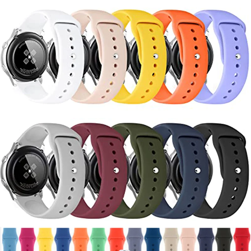 20/22mm strap For Samsung Galaxy watch 4/4 Classic/5/5 pro/3/46mm/42mm/Active 2 Gear S3 Silicone bracelet Huawei GT 2/3 pro band