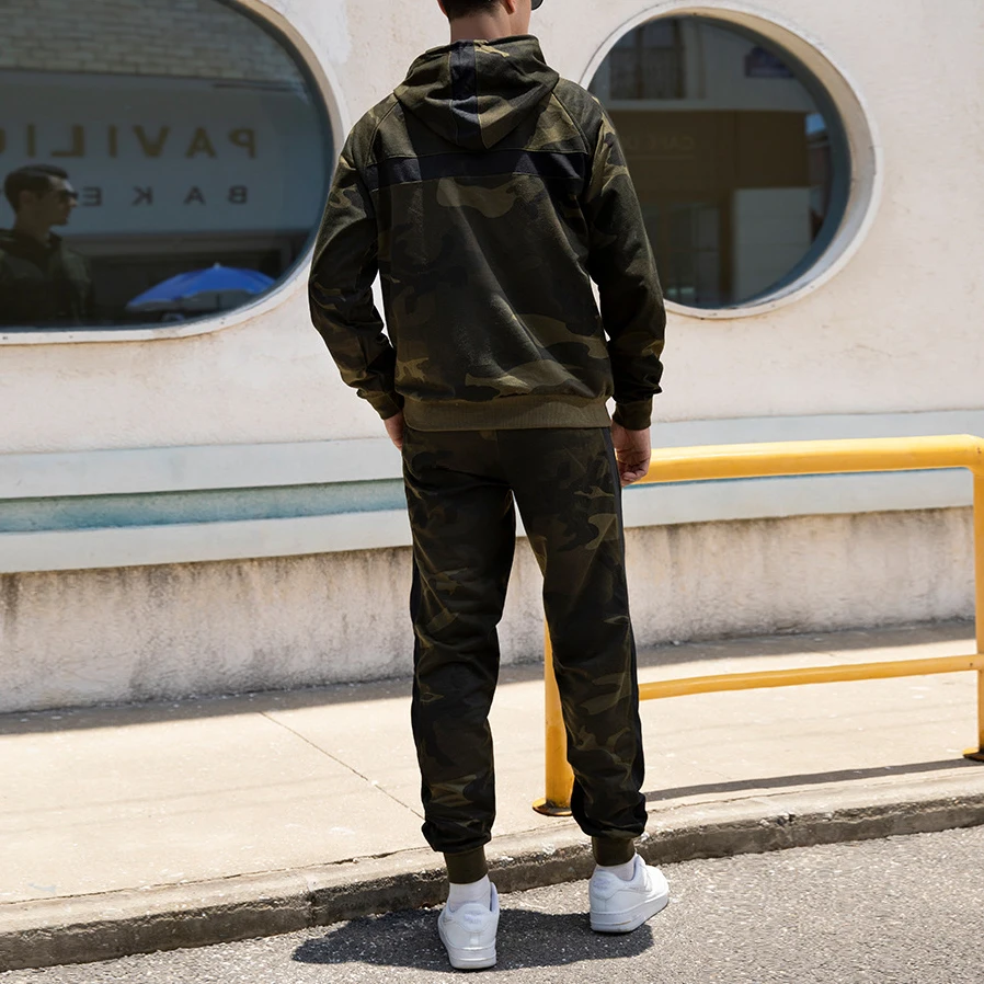 Камуфляжный мужской спортивный костюм спортивные костюмы из 2 предметов с