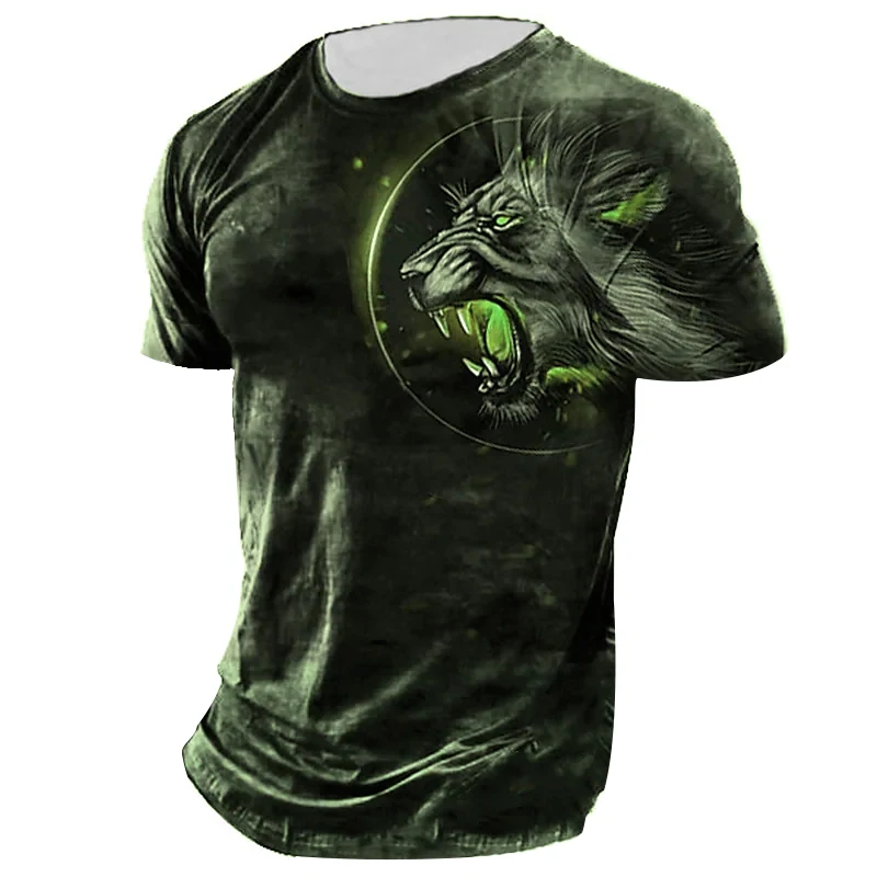 

Summer Men'S Retro 3d Printed T-Shirt Fashion Casual Street Trend O Collar Short Sleeve Breathable Comfortable Personality Top