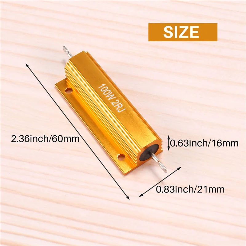 Силовой резистор с золотым алюминиевым покрытием сопротивление 100 Вт 2 Ом 2R