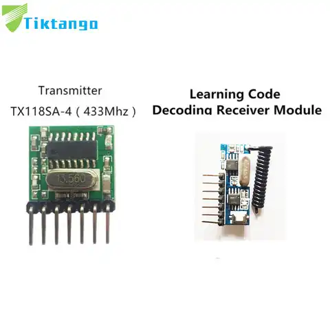 Tiktango 433 МГц Беспроводной широкий Напряжение кодирования передатчик + декодирующий ресивер 4 канала Выход модуль для 433 МГц пульты дистанцион...