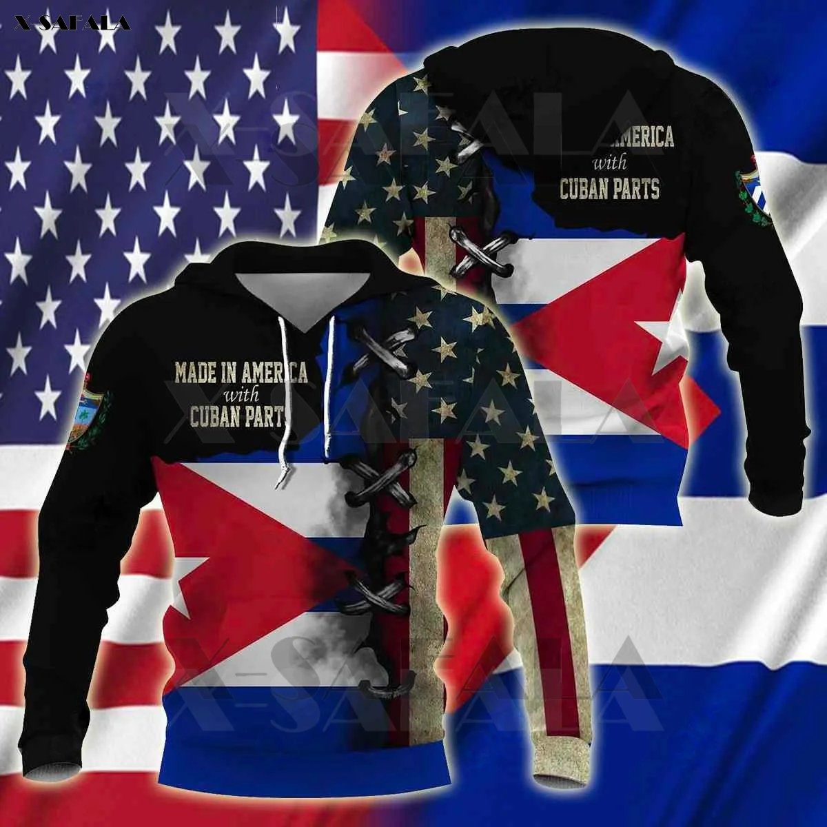 

Сделано в Америке с кубинскими деталями толстовка на молнии с 3D принтом мужской пуловер в стиле милитари толстовка с капюшоном куртка Джерс...