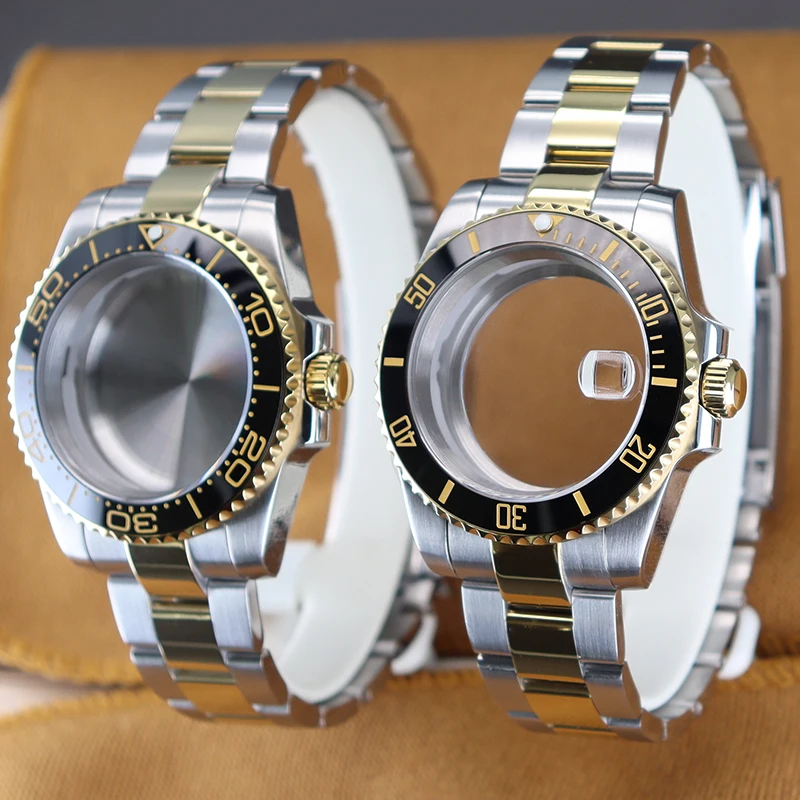 Роскошный мужской ремешок для часов 40 мм детали из сапфирового стекла SUB Seiko NH35 NH36