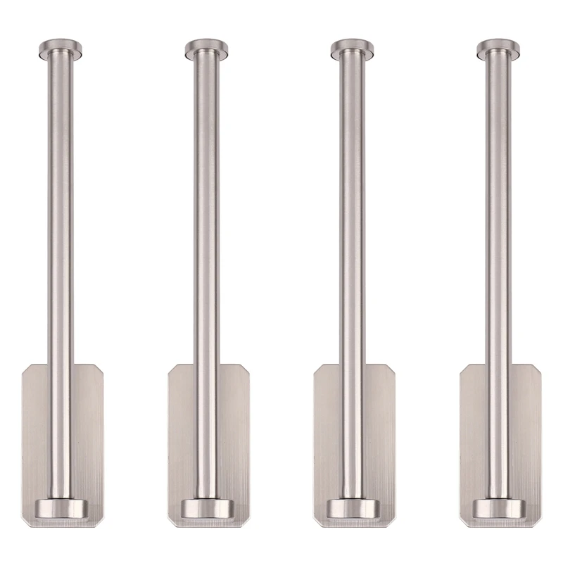 

4X Kitchen Roll Paper Self Adhesive Wall Mount Toilet Paper Holder Stainless Steel Bathroom Tissue Towel Rack