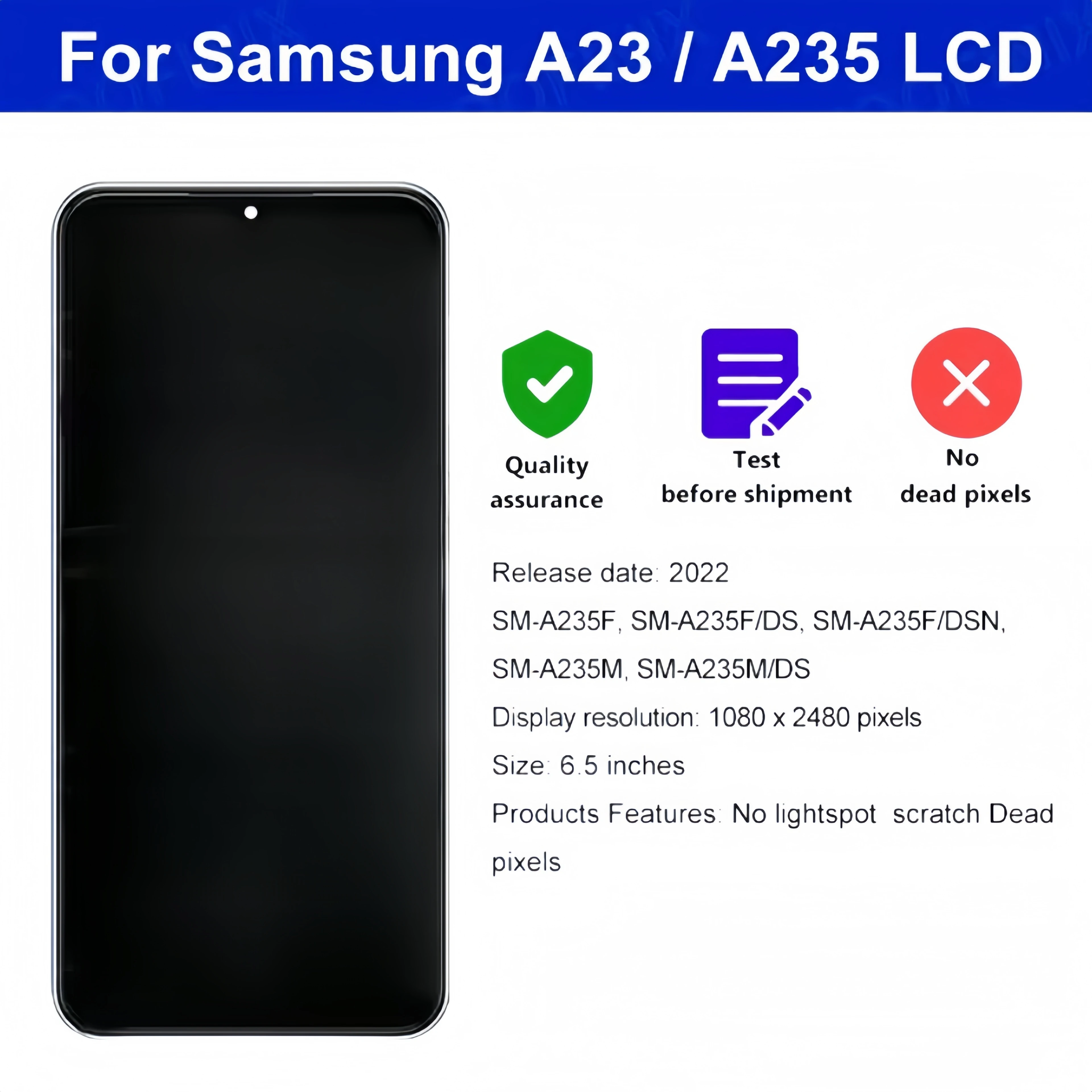 ЖК-дисплей для Samsung Galaxy A23 A235 A235F A235F/DS A235F/DSN A235M A235M/DS сенсорный экран с дигитайзером