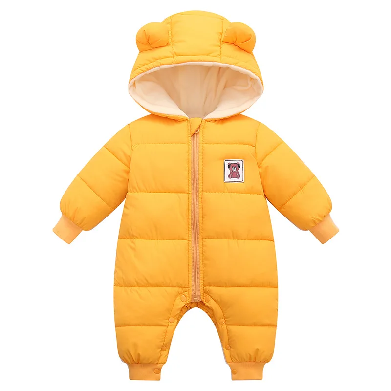 Hooded Down Cotton Padded Children's Winter Cotton Padded Clothes Thickened One-piece Romper with Down Climbing Clothes