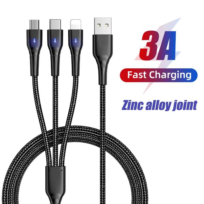 

3 в 1, USB-кабель для быстрой зарядки и передачи данных