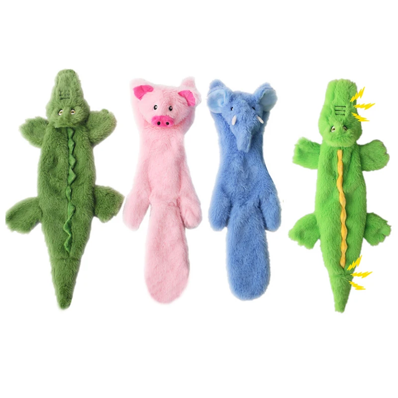 

No Stuffing Plush Dog Toys Squeaky Crinkle Puppy Accessories Pig Elephant Crocodile Animal Accesorios Para Perros Juguetes Chien