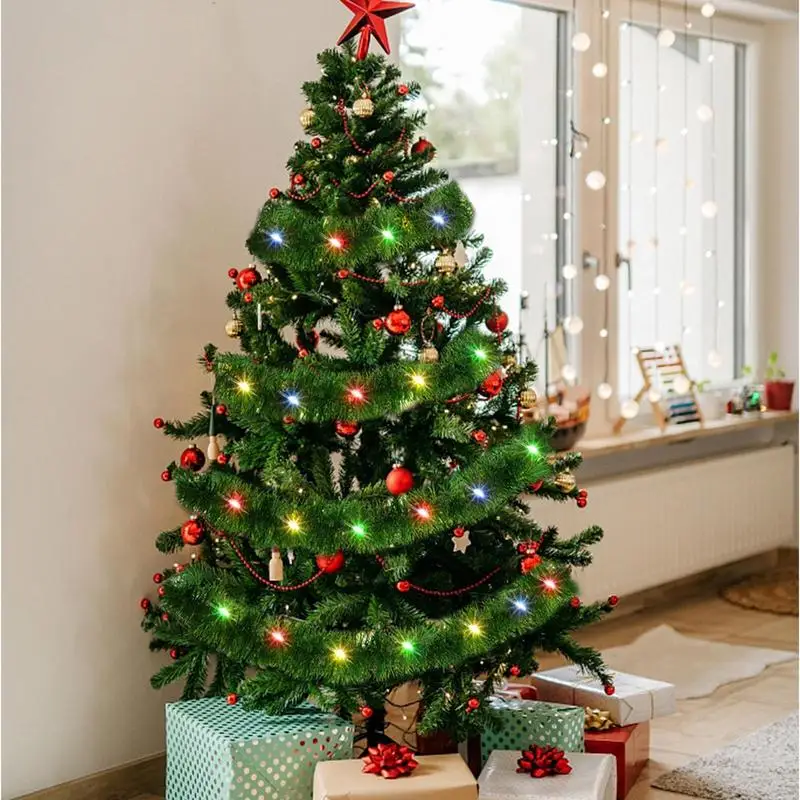 Рождественская елка блестящая гирлянда свет 49 21 фута из мишуры блестящие зеленые