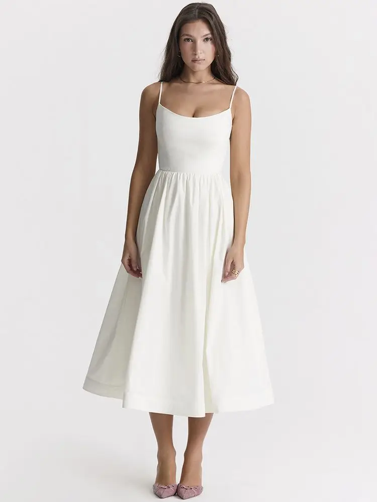 

Белое платье-комбинация с открытой спиной, роскошное вечернее платье, женское Элегантное Длинное Платье для свадебной вечеринки на лето, платья без рукавов с глубоким вырезом