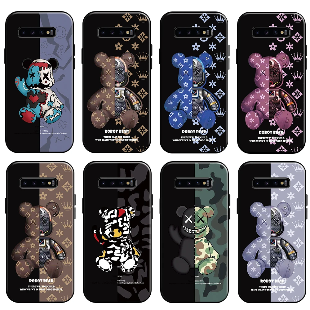 

Fashion Luxury Bear For Samsung Galaxy S10 S10E S10 Lite S9 S8 Plus Galaxy S10 5G Phone Case Soft Liquid Silicon Coque Funda