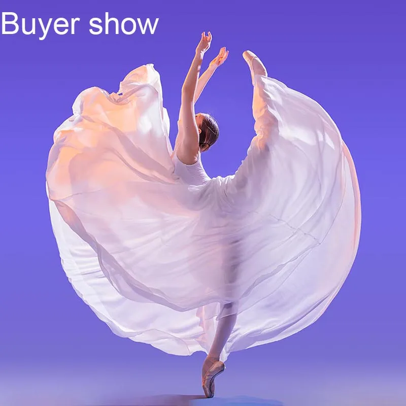 Женская шифоновая юбка для танца живота однотонная длинная на 720 градусов